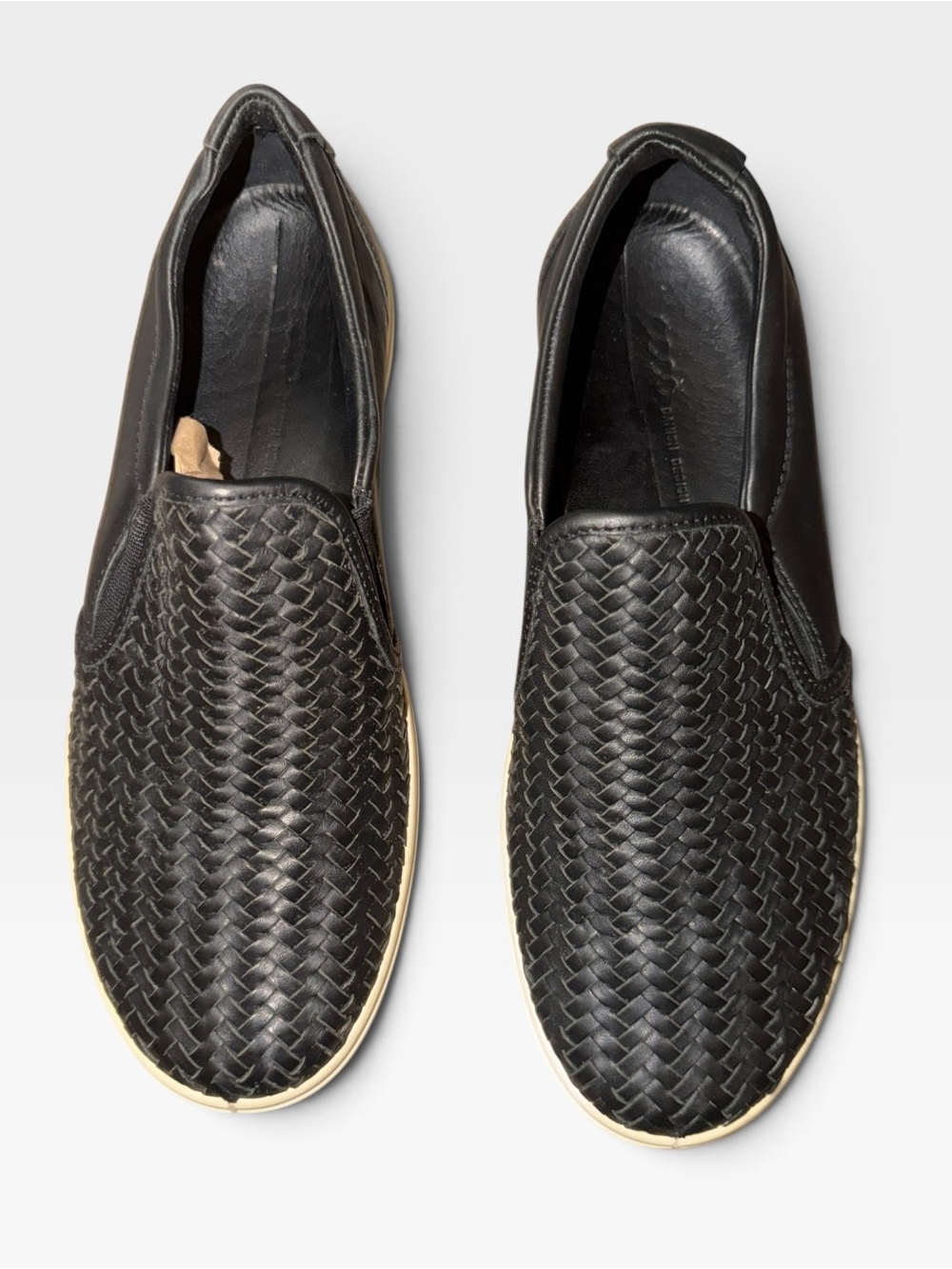 Ecco Black Woven Slip-On Loafers